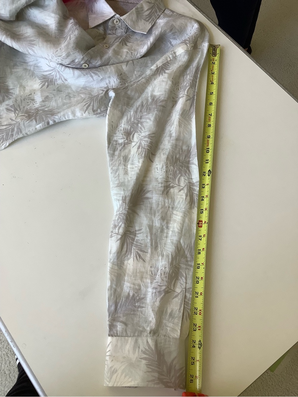 Bugatchi Men's Shaped Fit Button Down Shirt White Light Gray Palm Print Size - Picture 11 of 11